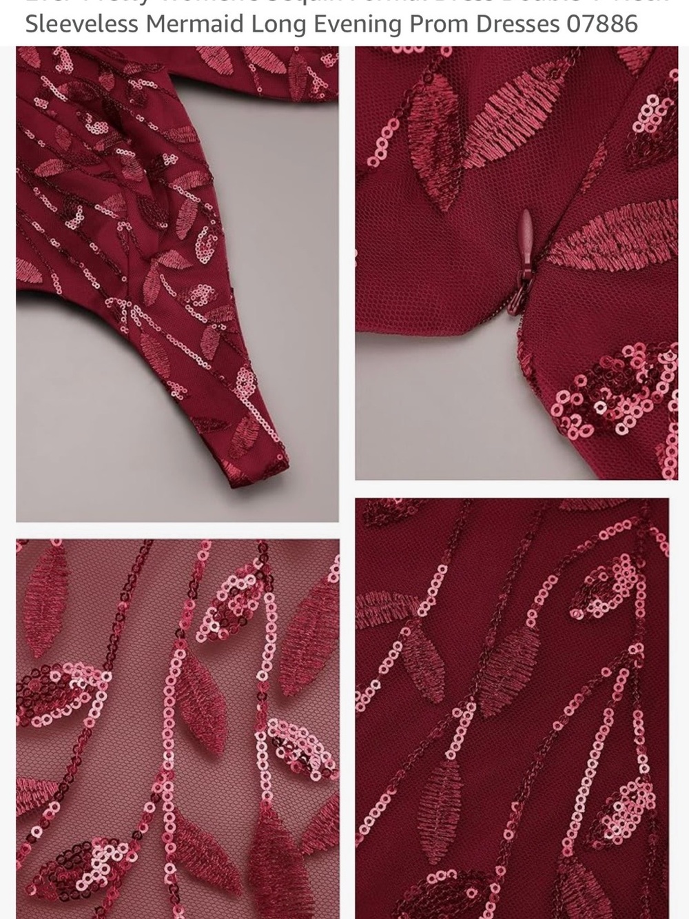 Ever Pretty Burgundy Sequin Mermaid Prom Gown - Picture 5 of 7